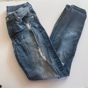7 For All Mankind Distressed Skinny Jeans